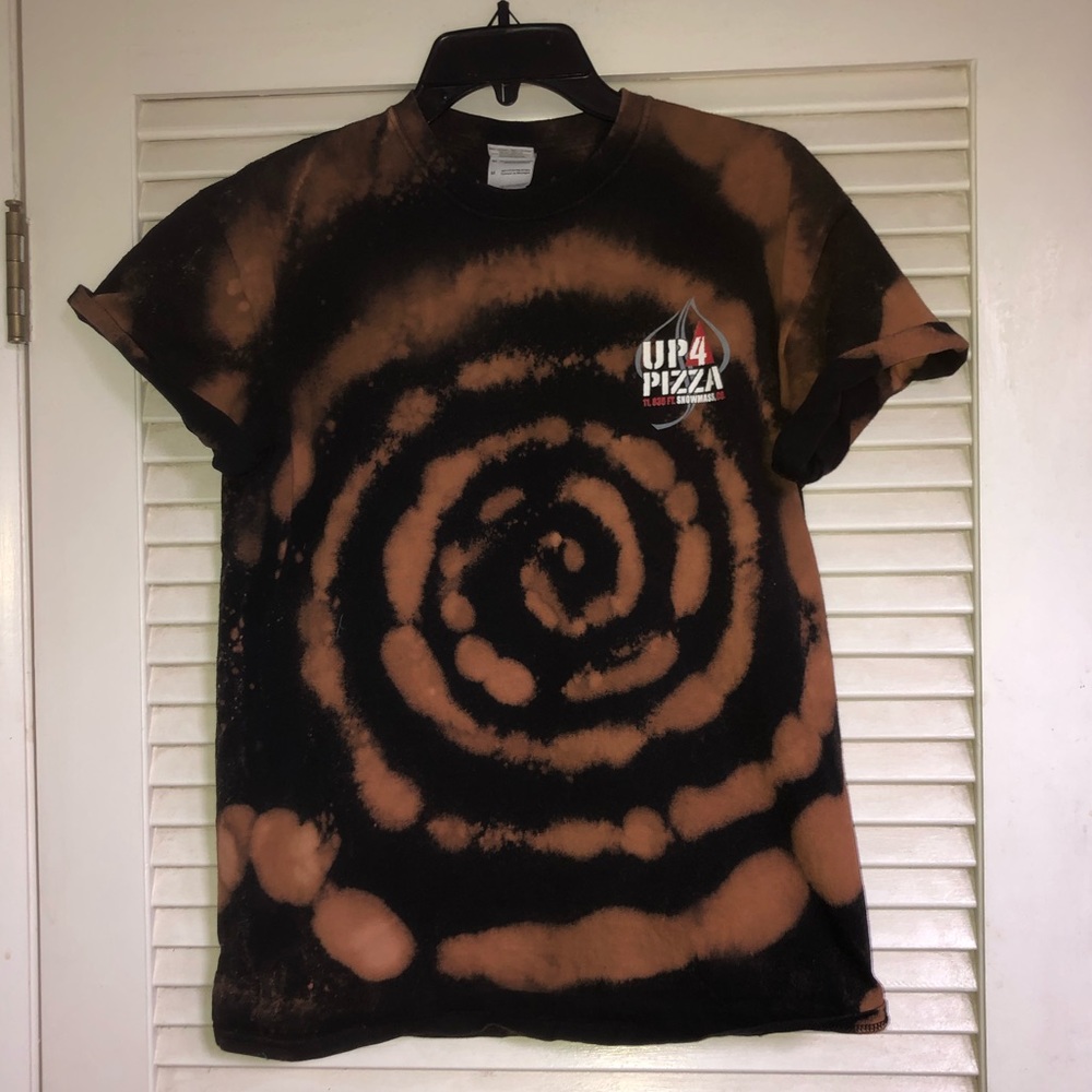 up for pizza bleach dyed t shirt trippy